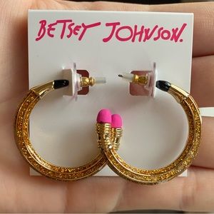 Betsey Johnson Pencil Hoop Earrings